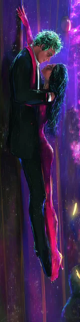 Free dark romance bookmark featuring a couple in a levitating family pose